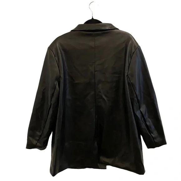Missguided Black Soft Faux Leather Oversized Blazer - Picture 12 of 14